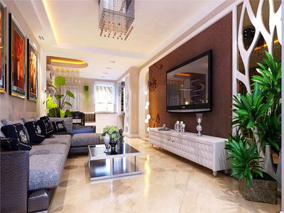 中海城-三居室-中式風格-裝修效果圖