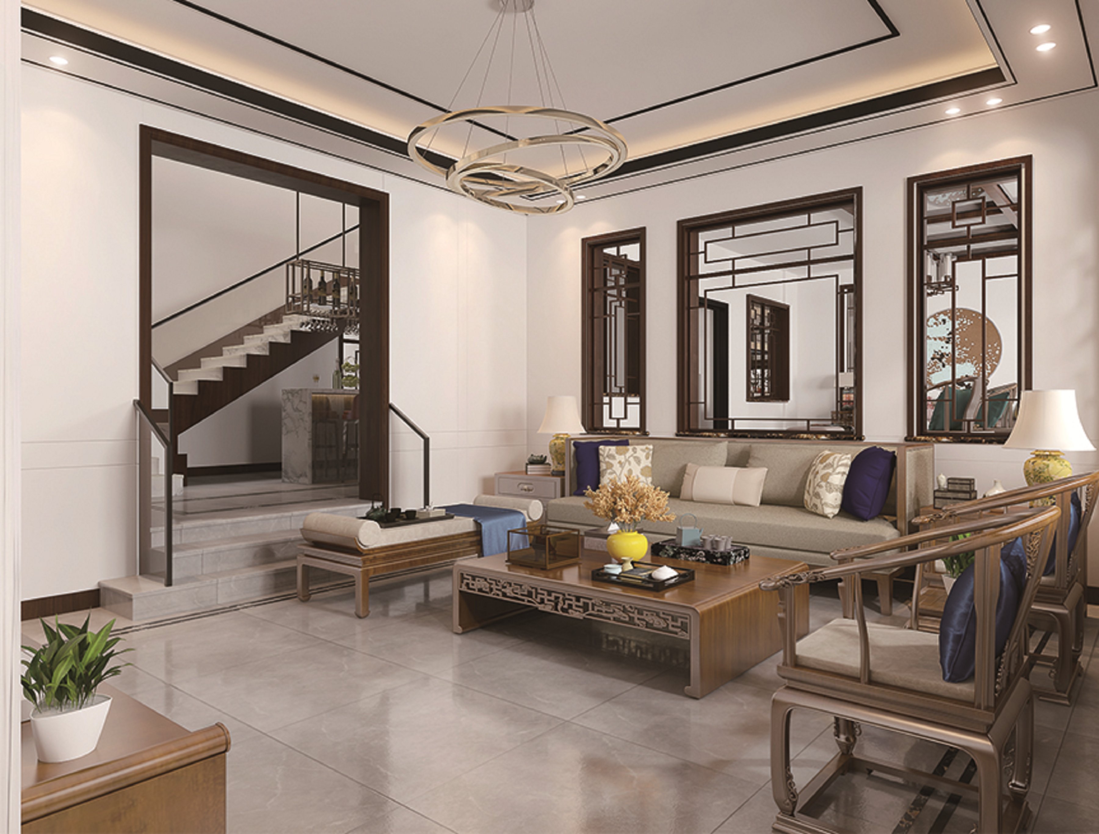 新中式風(fēng)格別墅200平米房子裝修效果圖-北京院子-業(yè)之峰裝飾北京分公